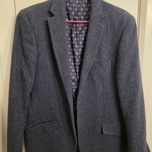 Bachrach Herringbone Navy Blue Blazer
